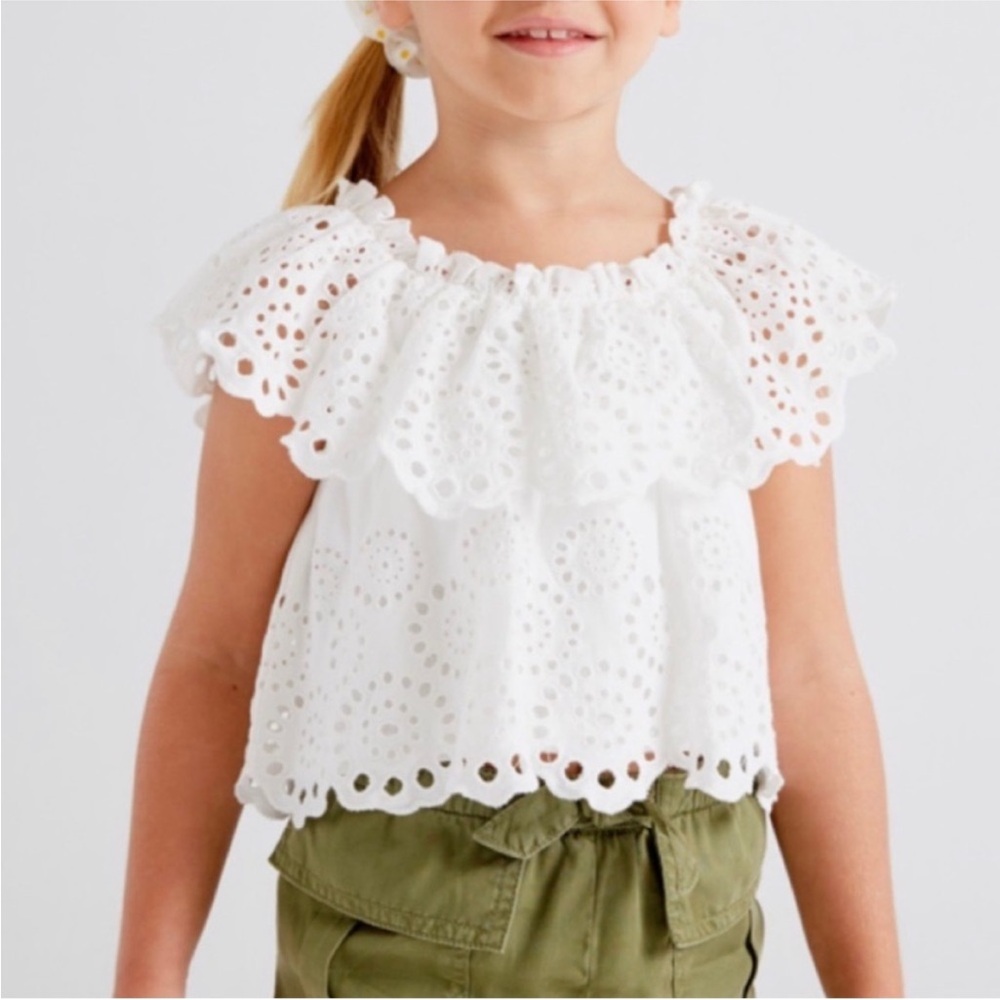 Mayoral Girls Toddler White Eyelet Top Blouse